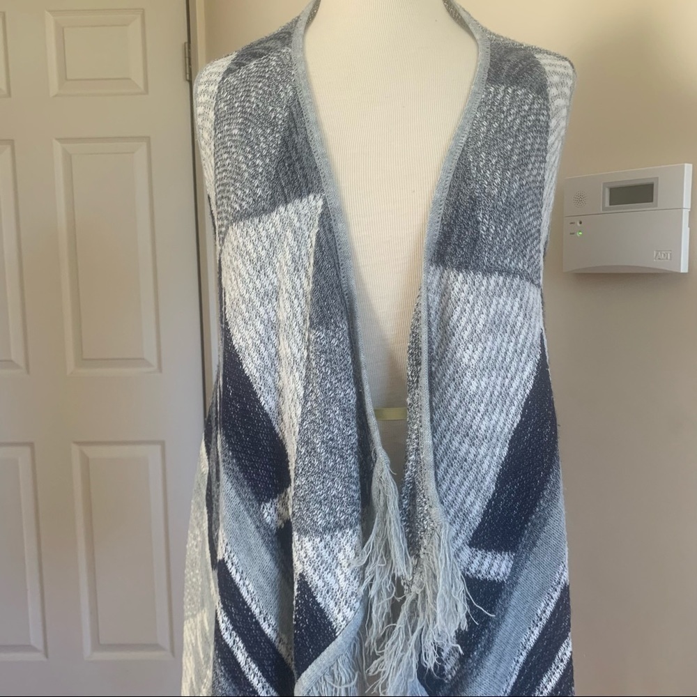 Blue gray Sleeveless Open Draped Vest M - Picture 7 of 14
